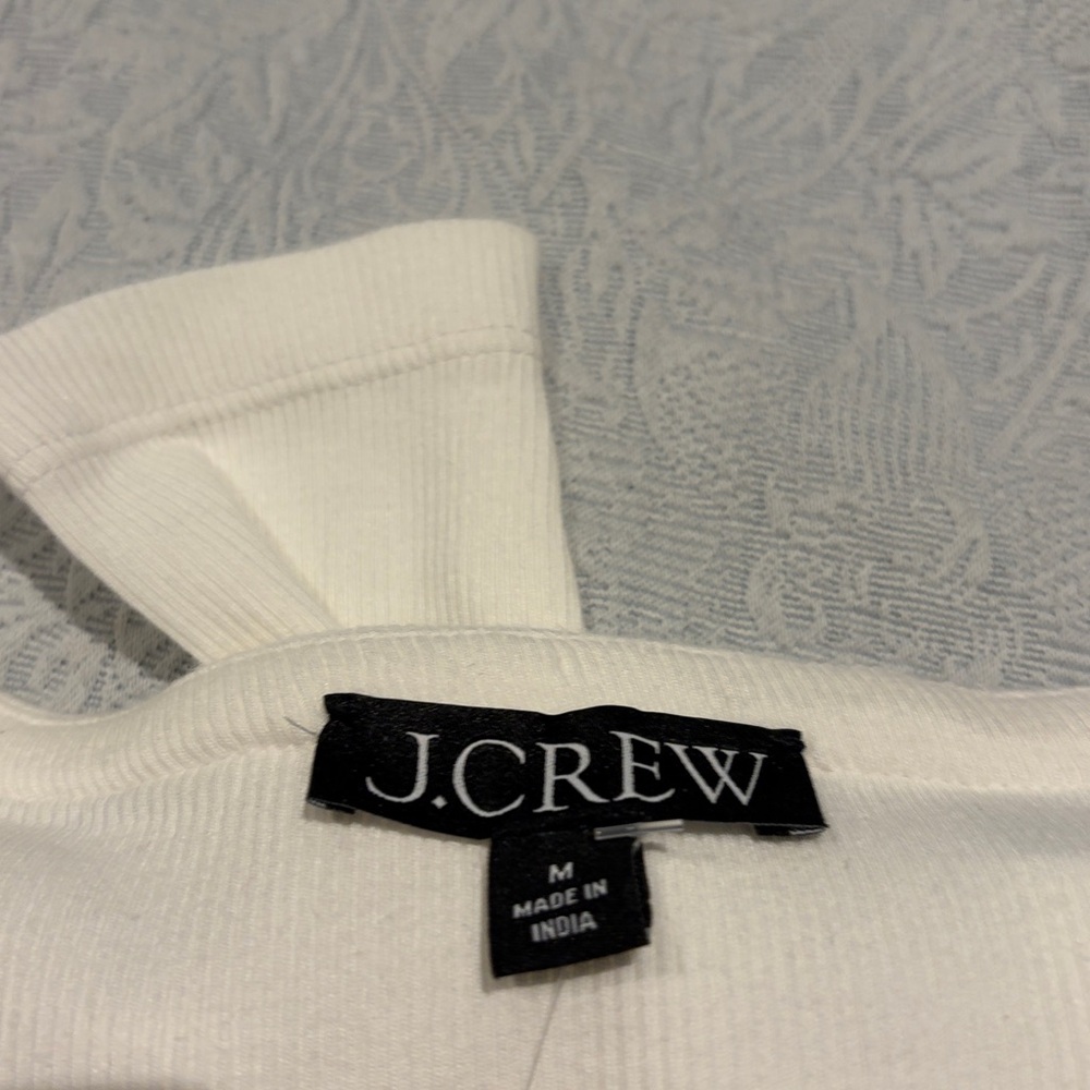 J. Crew Cream Long Sleeve Top with Embellished Neckline - Picture 3 of 3